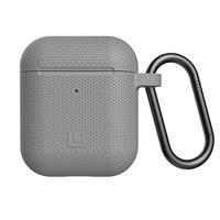 U by UAG [U] DOT Soft-Touch siliconen hoes Apple Airpods 2 (2019) / Apple Airpods 1 (2016) [Wireless Charging compatibel (LED zichtbaar), Lightning-aansluiting afdekking, karabijnhaak] grijs - thumbnail