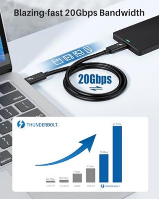 Cable Matters gecertificeerde Thunderbolt 3-kabel (USB C Thunderbolt-kabel) in zwart van 2 m met ondersteuning voor laden van 100W
