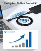 Cable Matters gecertificeerde Thunderbolt 3-kabel (USB C Thunderbolt-kabel) in zwart van 2 m met ondersteuning voor laden van 100W - thumbnail