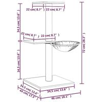 VidaXL Kattenmeubel met sisal krabpalen 72 cm crèmekleurig - thumbnail