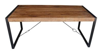 LivingFurn Industriële Eettafel 'Strong' 140 x 80cm, Mangohout en staal LivingFurn Industriële Eettafel 'Strong' 140 x 80cm, Mangohout en staal
