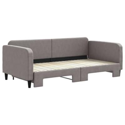 Slaapbank met onderschuifbed 100x200 cm stof taupe