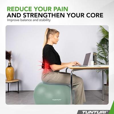 Tunturi Anti Burst Fitness bal met Pomp | Yoga bal 65 cm | 220 kg gebruikersgewicht | Incl Trainingsapp | Mint - thumbnail