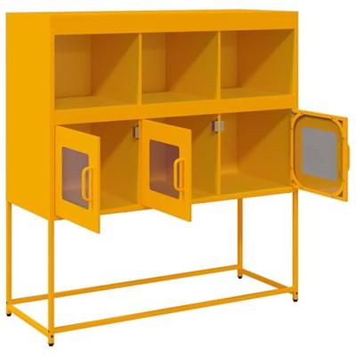 Dressoir 100,5x39x107 cm koudgewalst staal mosterdgeel