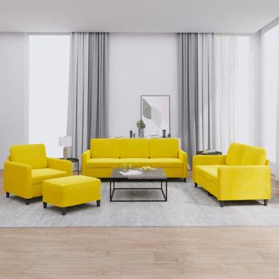 4-delige Loungeset met kussens fluweel geel - thumbnail