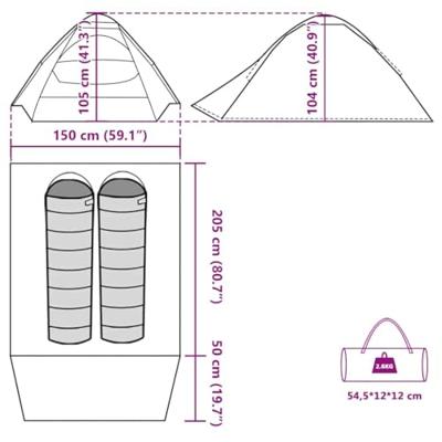 VidaXL Koepeltent 2-persoons waterdicht grijs en oranje VidaXL Koepeltent 2-persoons waterdicht grijs en oranje