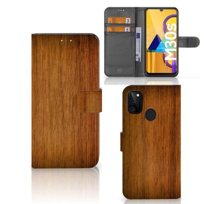 Samsung Galaxy M21 | M30s | Book Style Case | Donker Hout Samsung Galaxy M21 | M30s | Book Style Case | Donker Hout