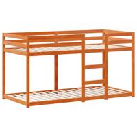 Stapelbed met bedhuis massief grenenhout wasbruin 90x200 cm - thumbnail