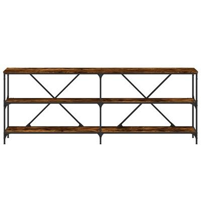 Wandtafel 200x30x75 cm bewerkt hout en ijzer gerookt eikenkleur Wandtafel 200x30x75 cm bewerkt hout en ijzer gerookt eikenkleur