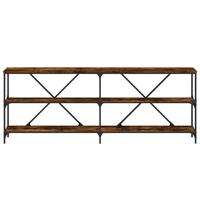 Wandtafel 200x30x75 cm bewerkt hout en ijzer gerookt eikenkleur - thumbnail