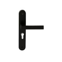 Hardbrass Deurkruk Phoenix op ovaal langschild profielcilindergat 55mm - zwart - thumbnail