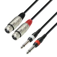 Adam Hall 3 Star TFP 0300 verloopkabel 2x XLR female naar 2x jack mono 3m - thumbnail