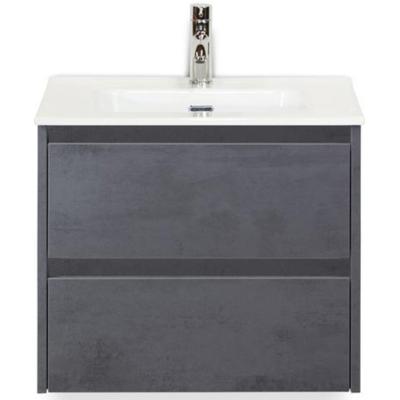Dante Badmeubelset 60 cm - Beton Antraciet - Keramische Wastafel Wit Cover