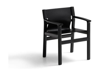 Kave Home Jan eetkamerstoel leder Zwart essenhout Kave Home Jan eetkamerstoel leder Zwart essenhout