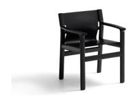 Kave Home Jan eetkamerstoel leder Zwart essenhout - thumbnail