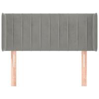Hoofdbord met randen 203x16x118/128 cm fluweel lichtgrijs - thumbnail