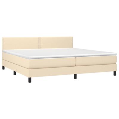 Boxspring met matras stof crèmekleurig 200x200 cm