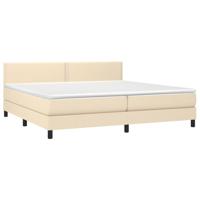 Boxspring met matras stof crèmekleurig 200x200 cm - thumbnail