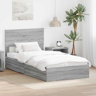 Bedframe met lade Grijs Sonoma 100 x 200 cm Bewerkt hout