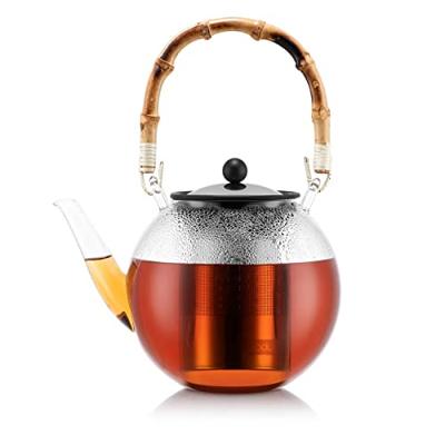 bodum ASSAM BAMBOO 1.5 Liter Theekoker Transparant, Zwart, Bamboe