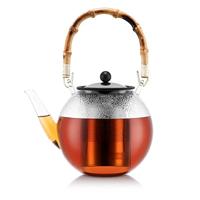 bodum ASSAM BAMBOO 1.5 Liter Theekoker Transparant, Zwart, Bamboe - thumbnail