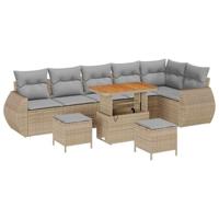 Tuinbankenset 9 pcs Beige poly rattan - thumbnail