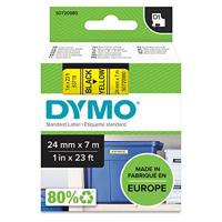 Labeltape Dymo LabelManager D1 polyester 24mm zwart op geel | 5 stuks - thumbnail