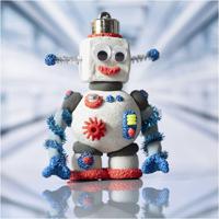 Creativ Company Mini hobbyset boetseren, robot, blauw, grijs, rood, 1 doos - thumbnail