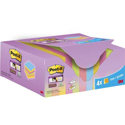 Post-it Super Sticky Notes Colour, 90 vel, ft 47,6 x 47,6 mm, 20 + 4 GRATIS