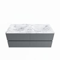 MONDIAZ VICA-DLUX 120cm badmeubel onderkast Plata 4 lades. Inbouw wastafel CLOUD dubbel zonder kraangat, kleur Glace. - thumbnail
