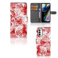 Telefoonhoesje met Naam Motorola Moto G52 | Moto G82 Angel Skull Rood - thumbnail