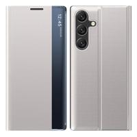 Casety Samsung Galaxy S26 Plus - PU-Leren Window view cover hoes - Zilver - thumbnail