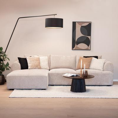 Sohome 2,5-zits Loungebank 'Richard' Links, Chenille, kleur Zand Sohome 2,5-zits Loungebank 'Richard' Links, Chenille, kleur Zand