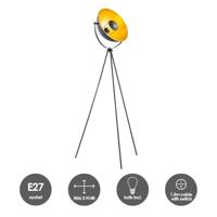 Klassieke vloerlamp Letal | 66/66/148cm | Zwart/Goud | staande lamp geschikt voor E27 LED lichtbron | met voetschakelaar - thumbnail