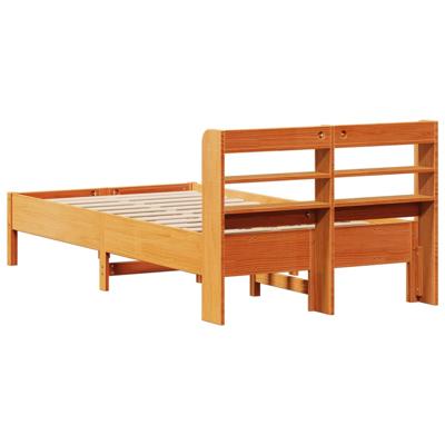 Bed met matras massief grenenhout wasbruin 140x190 cm