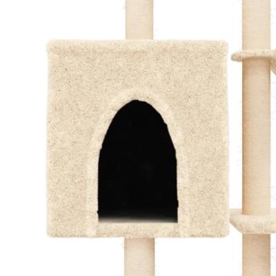 VidaXL Kattenmeubel met sisal krabpalen 145 cm crèmekleurig
