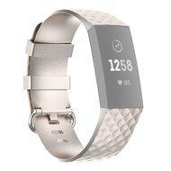 Fitbit Charge 3 & 4 siliconen diamant pattern bandje - Maat: Small - Champagne goud - thumbnail