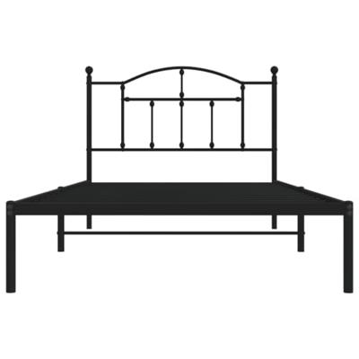 Bedframe met hoofdbord metaal zwart 107x203 cm