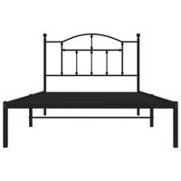 Bedframe met hoofdbord metaal zwart 107x203 cm - thumbnail