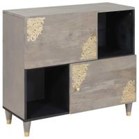 Dressoir Grijs en Goud 80 x 33.5 x 75 cm Massief mangohout - thumbnail