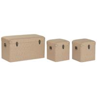 Kofferset Home ESPRIT Natuurlijk Polyester Hout Traditioneel 80 x 40 x 44 cm (3 Stuks) - thumbnail