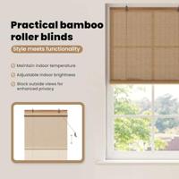 Rolgordijn met gordijnen Bruin 90 x 160 cm Bamboe - thumbnail