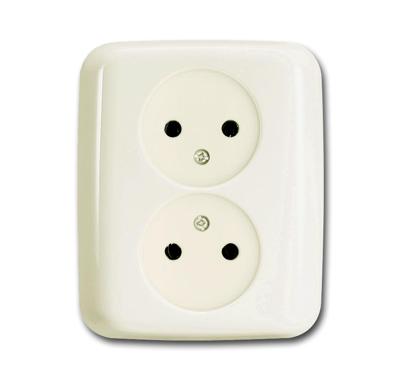 Busch-Jaeger wandcontactdoos 2-voudig zonder randaarde inbouw creme