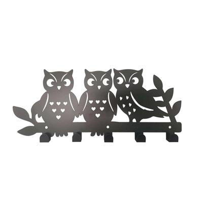 Wandkapstok Versa Zwart Metaal Ijzer Uilenfamilie 2 X 17 X 39 CM