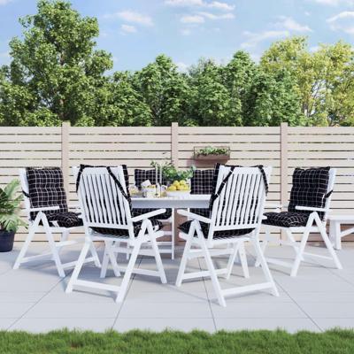 VidaXL Stoelkussens 6 st lage rug ruitpatroon oxford stof zwart