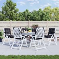 VidaXL Stoelkussens 6 st lage rug ruitpatroon oxford stof zwart - thumbnail