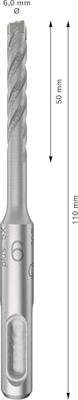 Bosch Accessoires PRO SDS plus-5X Hammer Drill Bit | 6 x 50 x 110 mm | 10 pcs - 2608833891 Bosch Accessoires PRO SDS plus-5X Hammer Drill Bit | 6 x 50 x 110 mm | 10 pcs - 2608833891