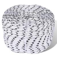 VidaXL Boottouw gevlochten 6 mm 250 m polyester wit - thumbnail