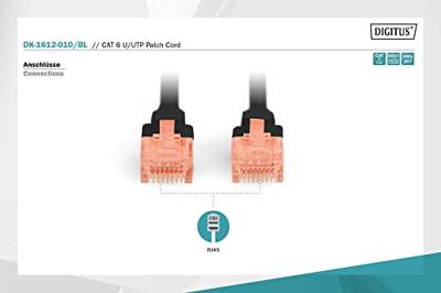 Digitus DK-1612-010/BL RJ45 Netwerkkabel, patchkabel CAT 6 U/UTP 1.00 m Zwart Verdraaide paren 1 stuk(s)