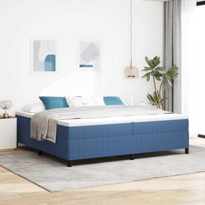 Bedframe Blauw 200 x 200 cm Katoenen stof